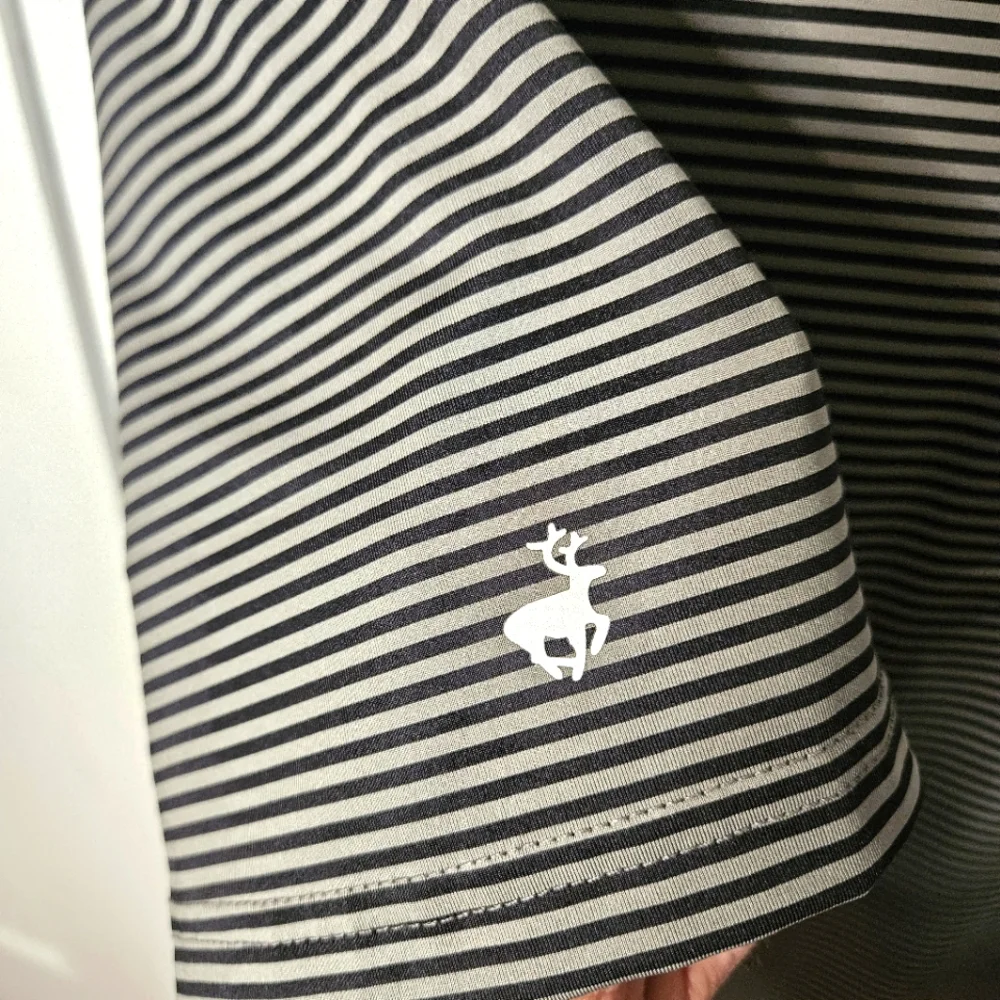Michel Rouen Performance Polo Men's Black Striped Shirt Size Medium‎